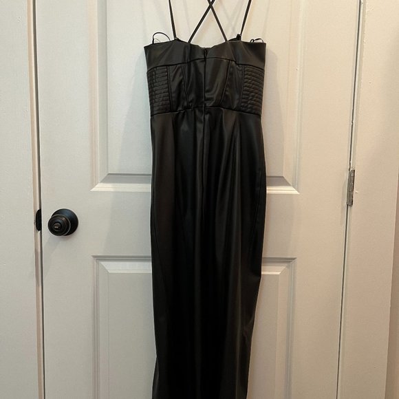 Zara NWT Cutout Faux Leather Corset Midi Dress - Picture 3 of 4